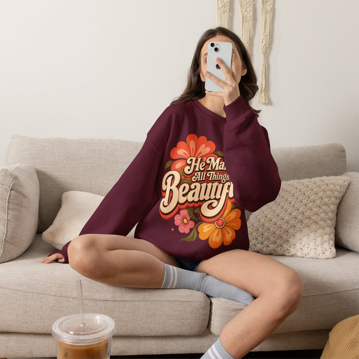 He Makes All Things Beautiful Sweatshirt | Christian Floral Crewneck