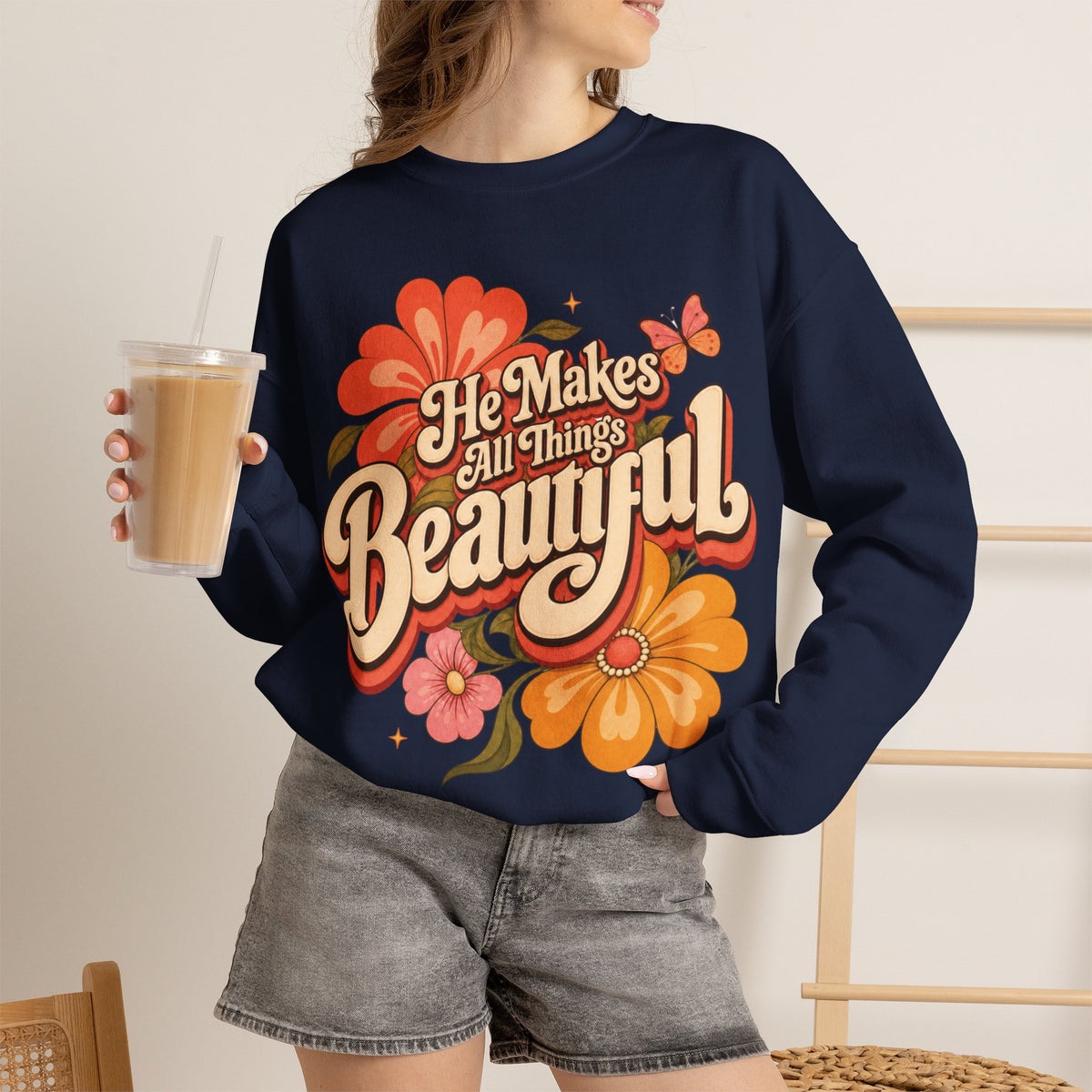 He Makes All Things Beautiful Sweatshirt | Christian Floral Crewneck