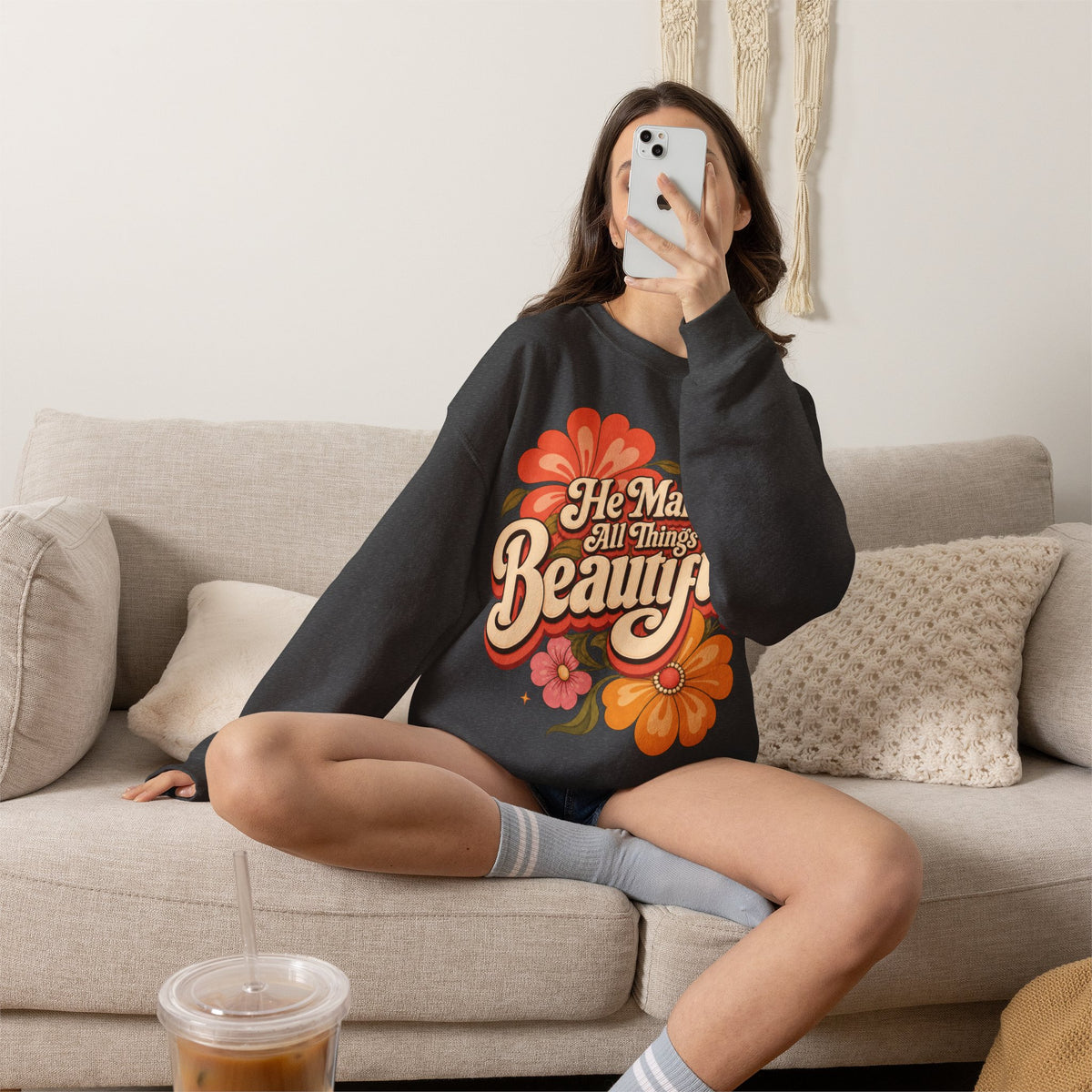 He Makes All Things Beautiful Sweatshirt | Christian Floral Crewneck