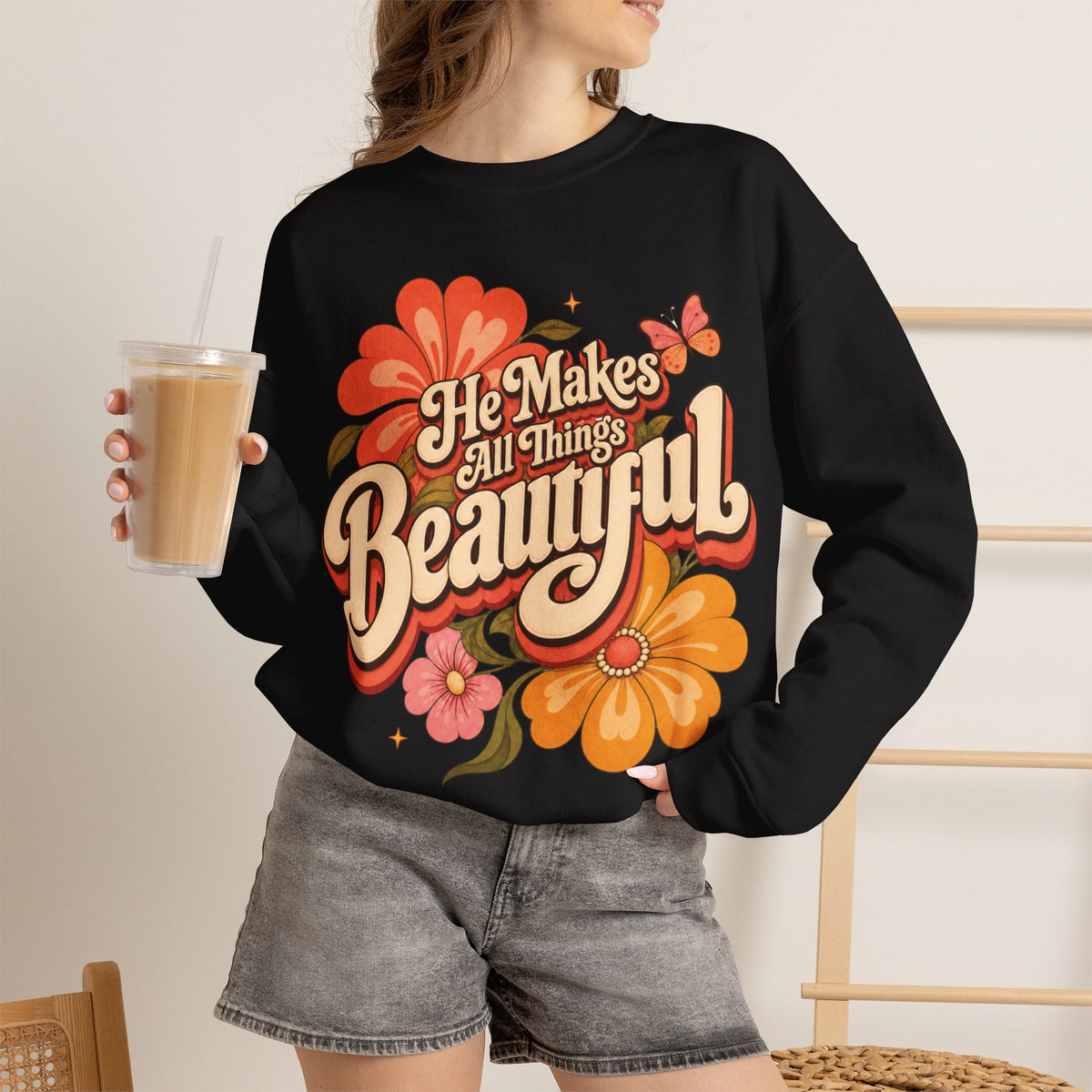 He Makes All Things Beautiful Sweatshirt | Christian Floral Crewneck