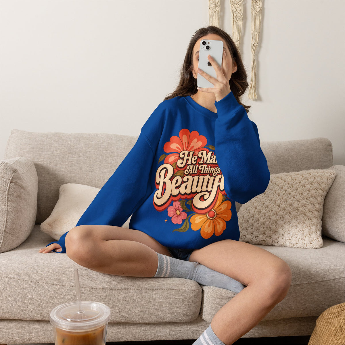 He Makes All Things Beautiful Sweatshirt | Christian Floral Crewneck