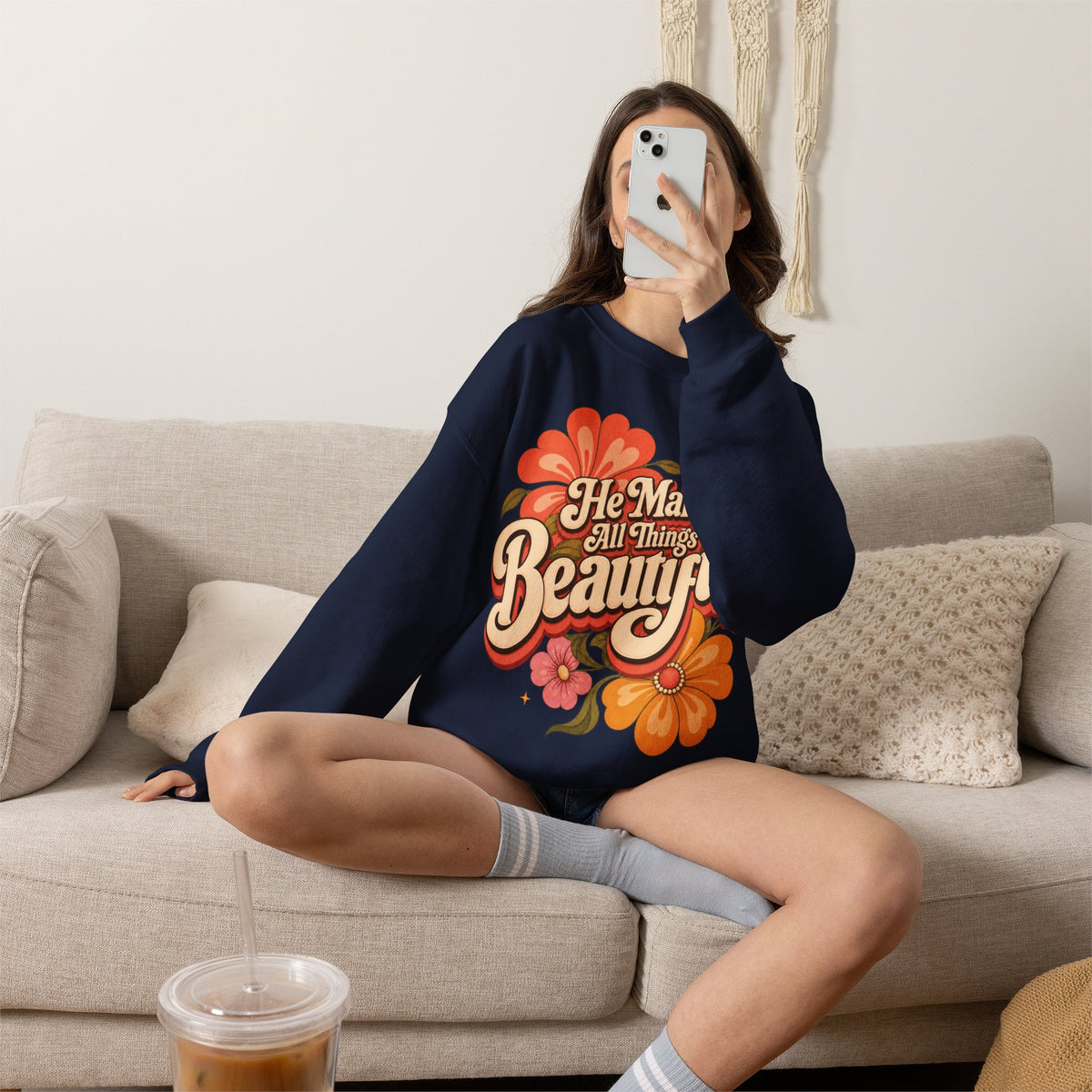 He Makes All Things Beautiful Sweatshirt | Christian Floral Crewneck