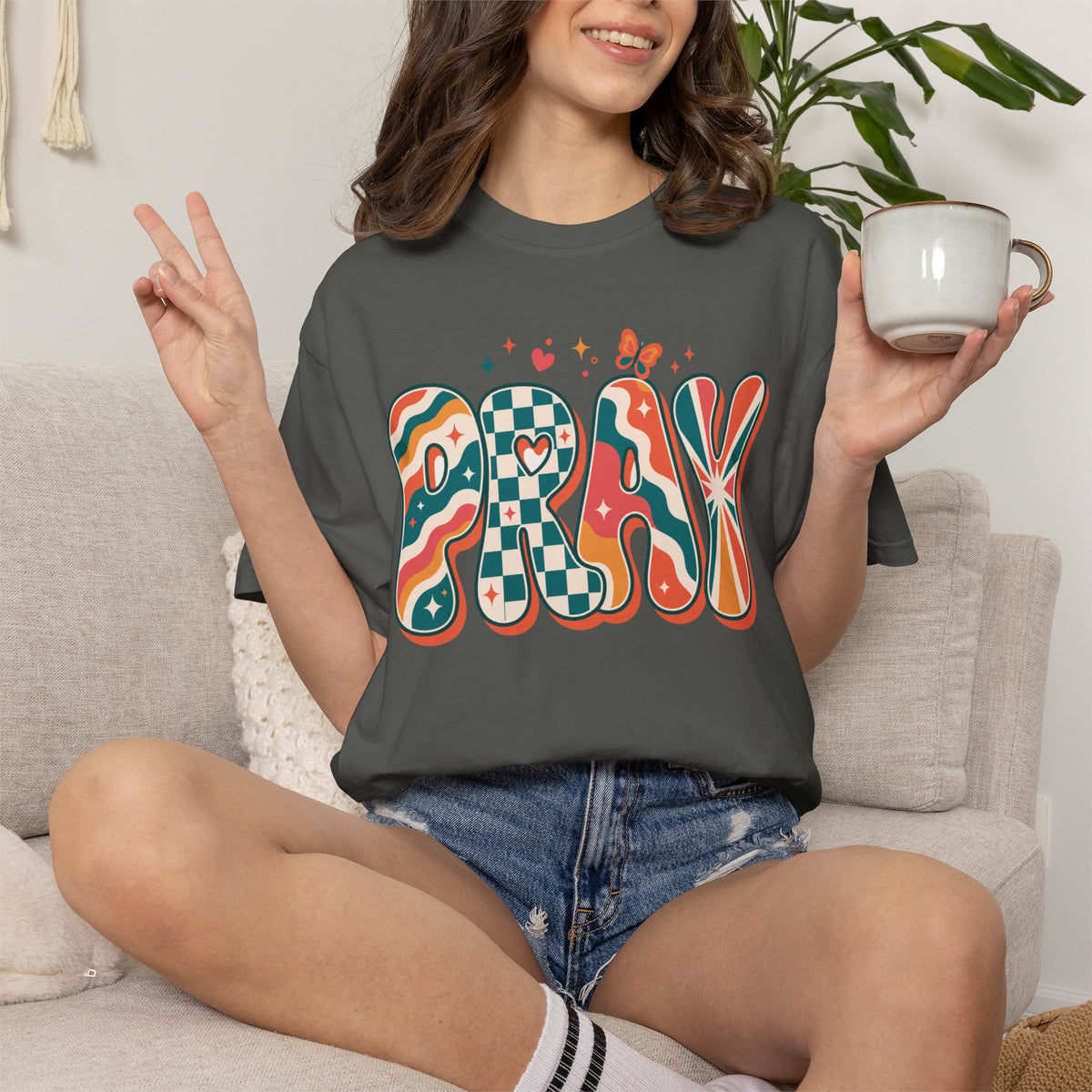 PRAY Retro Christian T-Shirt | Colorful Faith Graphic Tee