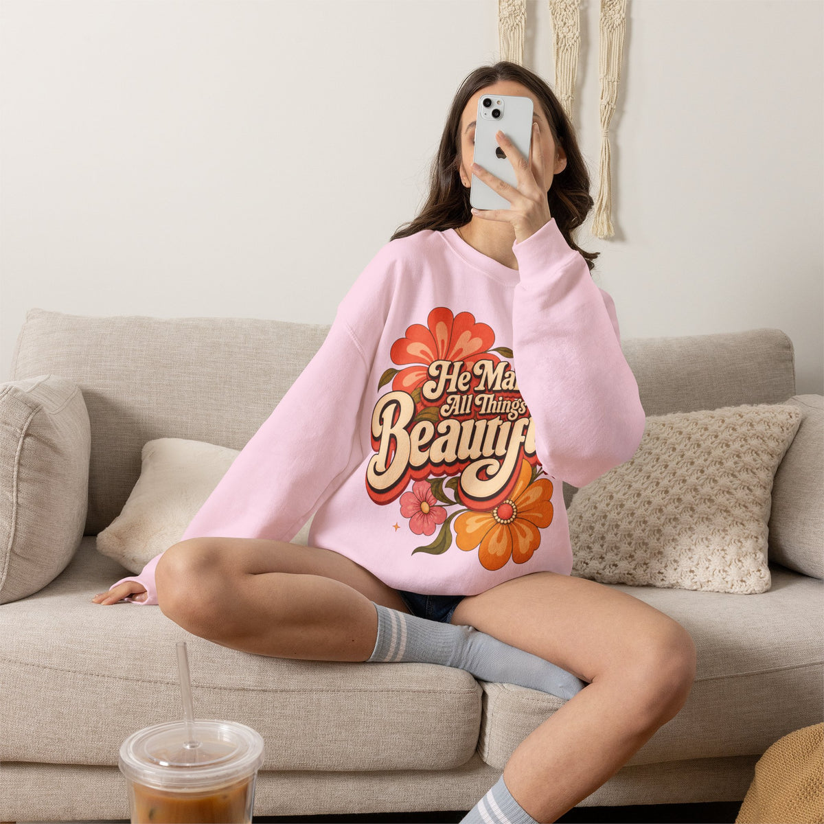 He Makes All Things Beautiful Sweatshirt | Christian Floral Crewneck
