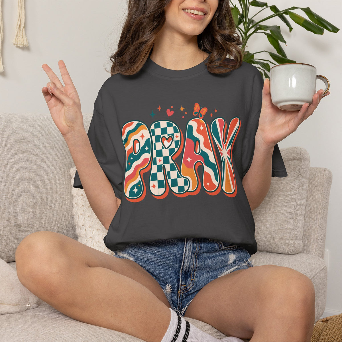 PRAY Retro Christian T-Shirt | Colorful Faith Graphic Tee