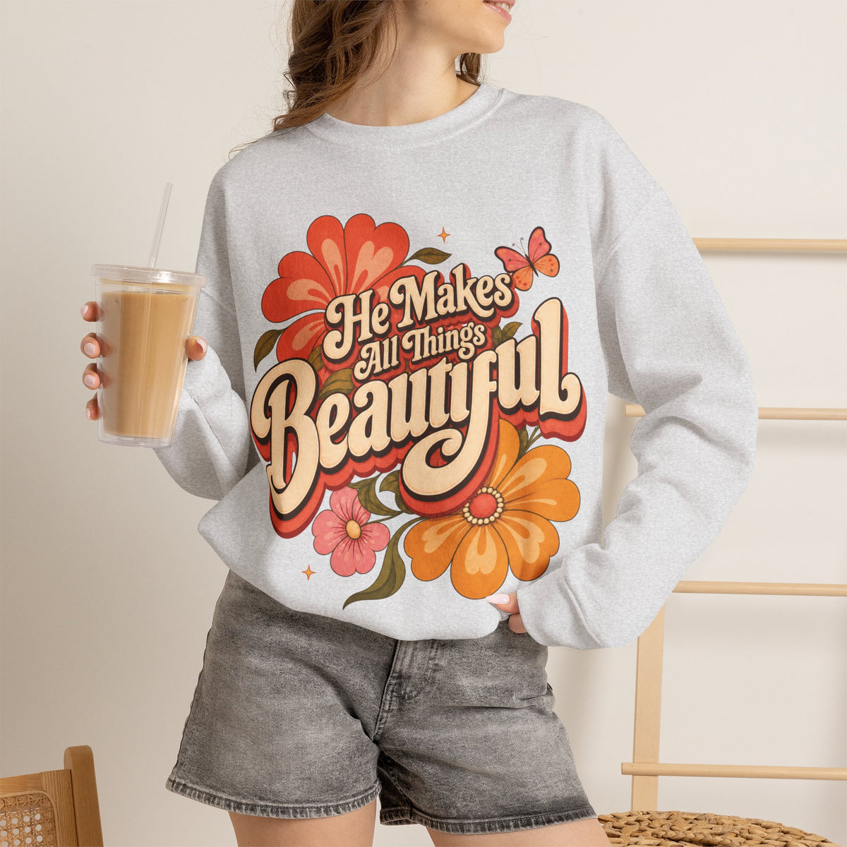 He Makes All Things Beautiful Sweatshirt | Christian Floral Crewneck