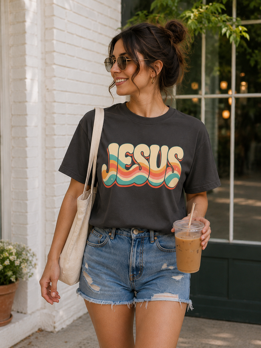 Jesus Retro Wave T-Shirt | Christian Graphic Tee