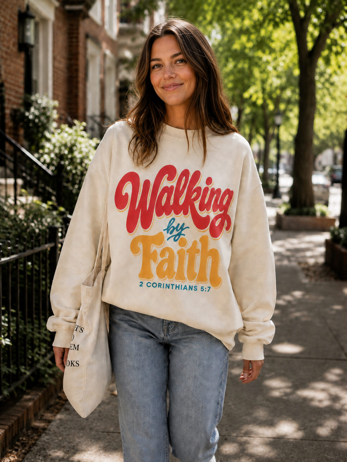 Walking by Faith Sweatshirt | Retro Christian Crewneck