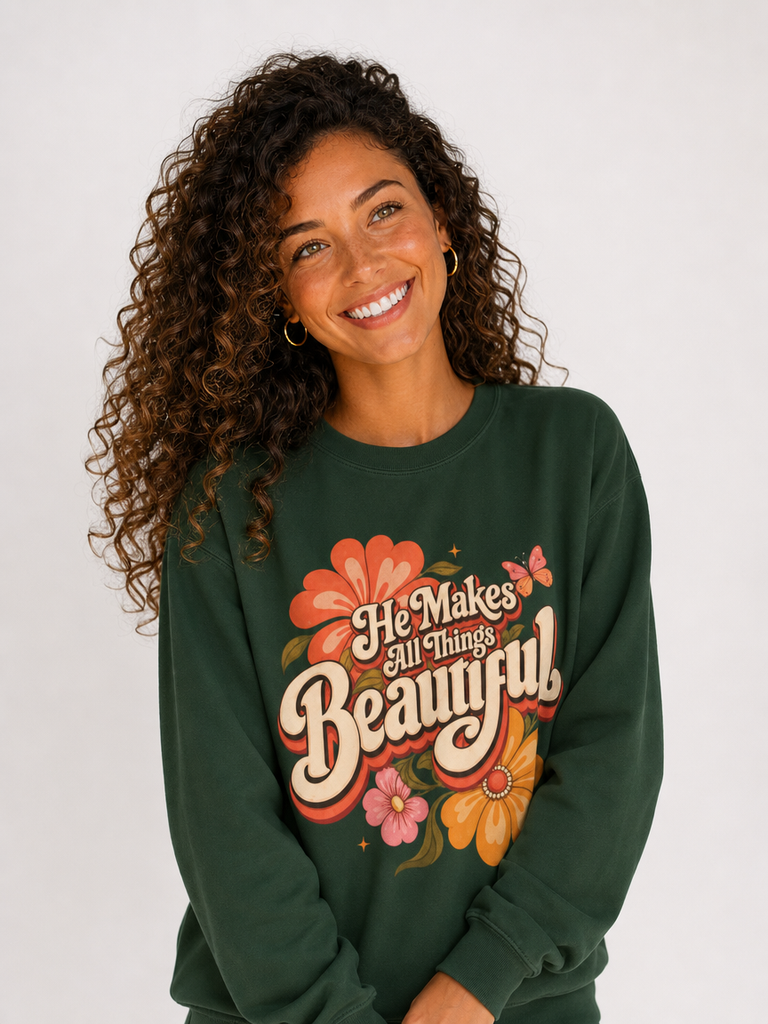 He Makes All Things Beautiful Sweatshirt | Christian Floral Crewneck