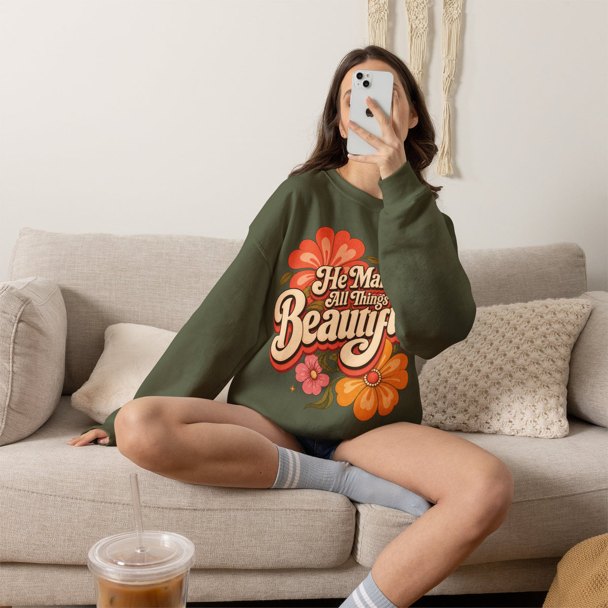 He Makes All Things Beautiful Sweatshirt | Christian Floral Crewneck