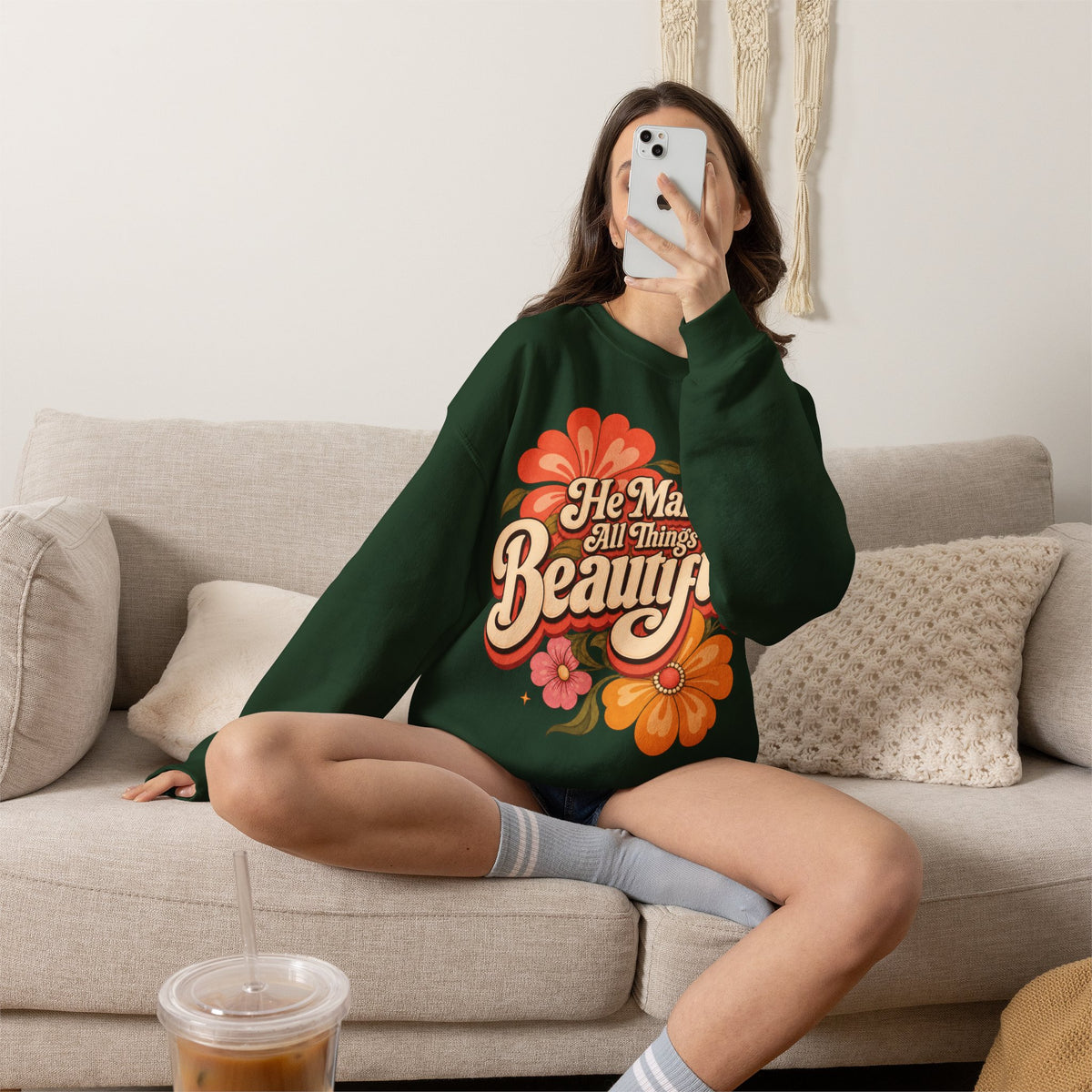 He Makes All Things Beautiful Sweatshirt | Christian Floral Crewneck