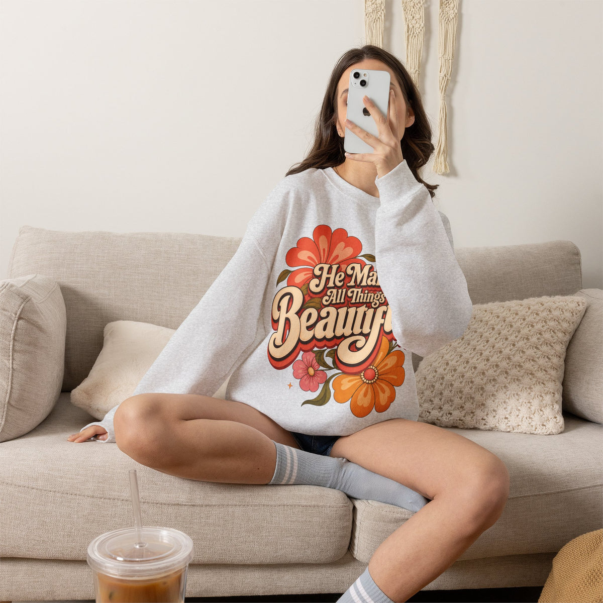 He Makes All Things Beautiful Sweatshirt | Christian Floral Crewneck