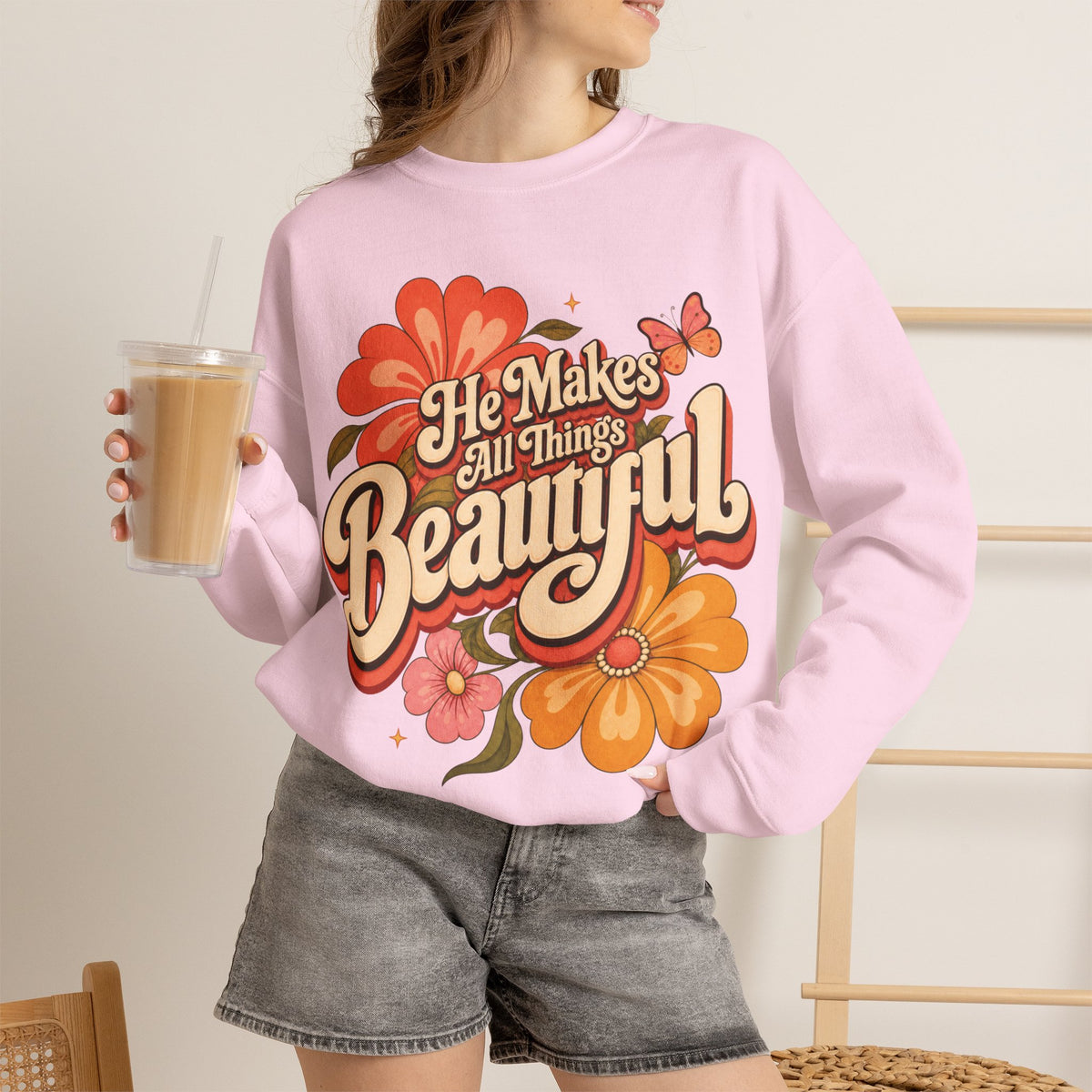 He Makes All Things Beautiful Sweatshirt | Christian Floral Crewneck
