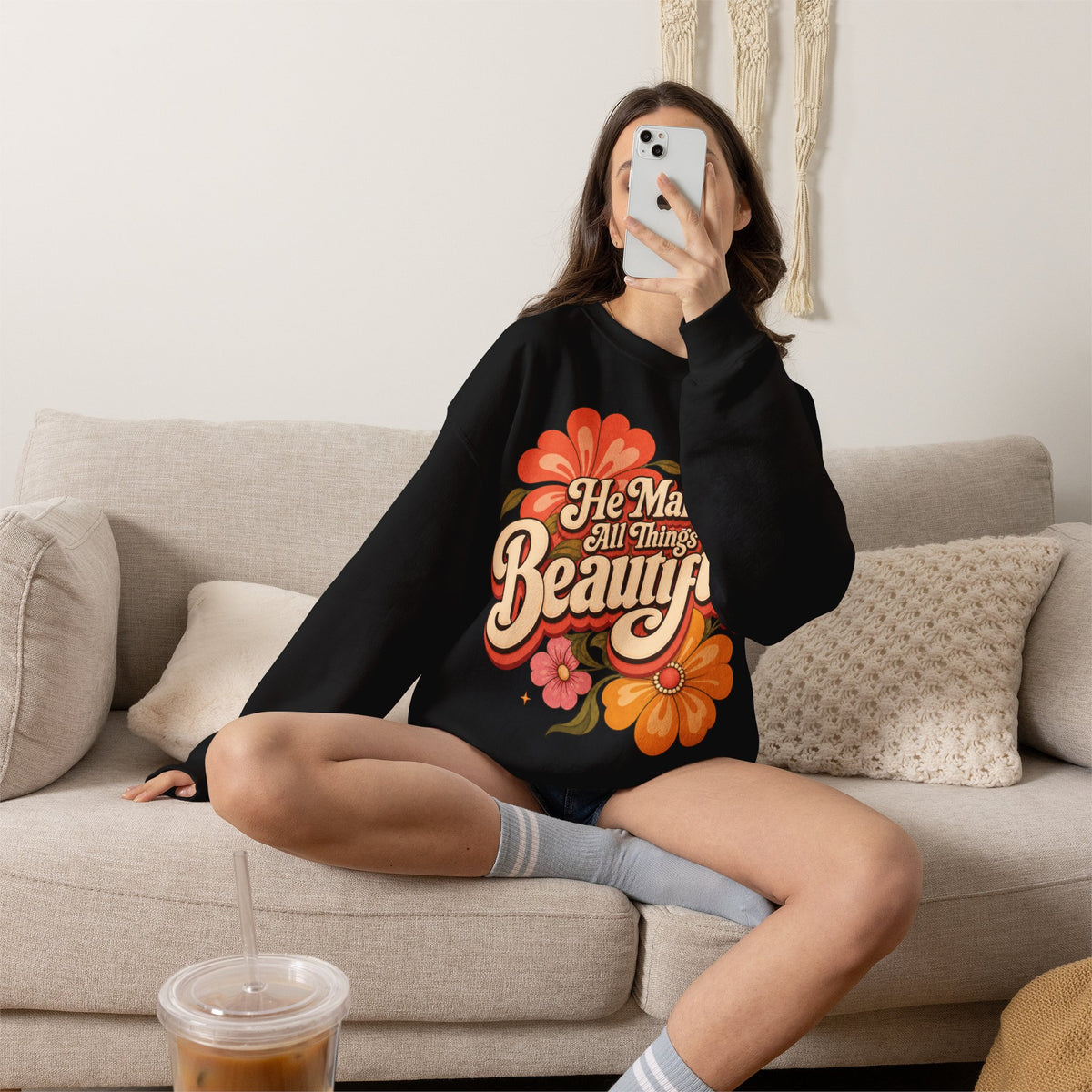 He Makes All Things Beautiful Sweatshirt | Christian Floral Crewneck