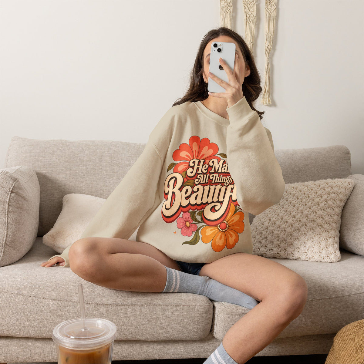 He Makes All Things Beautiful Sweatshirt | Christian Floral Crewneck