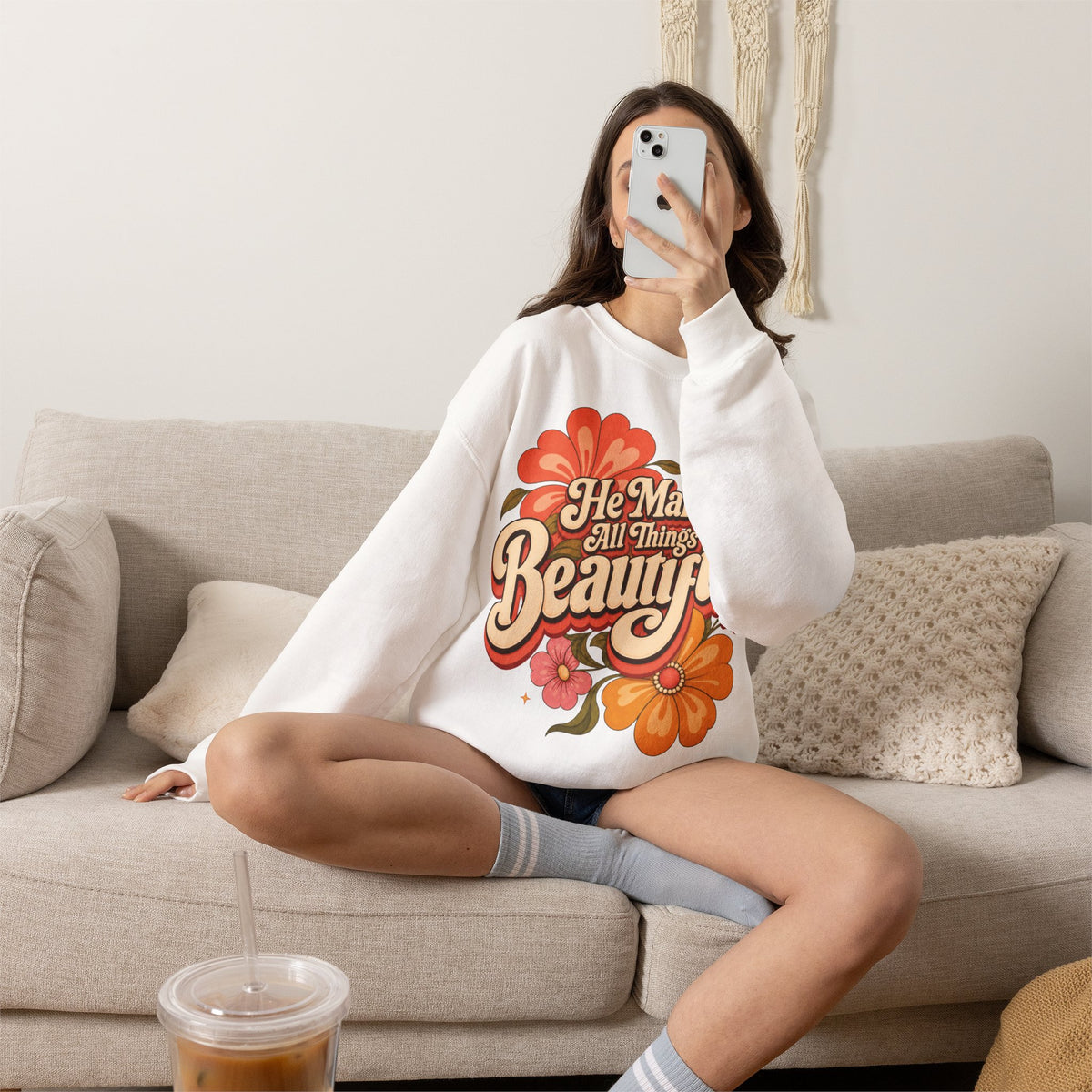 He Makes All Things Beautiful Sweatshirt | Christian Floral Crewneck