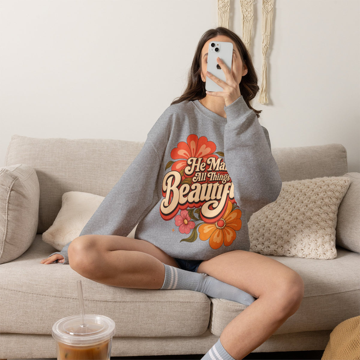 He Makes All Things Beautiful Sweatshirt | Christian Floral Crewneck