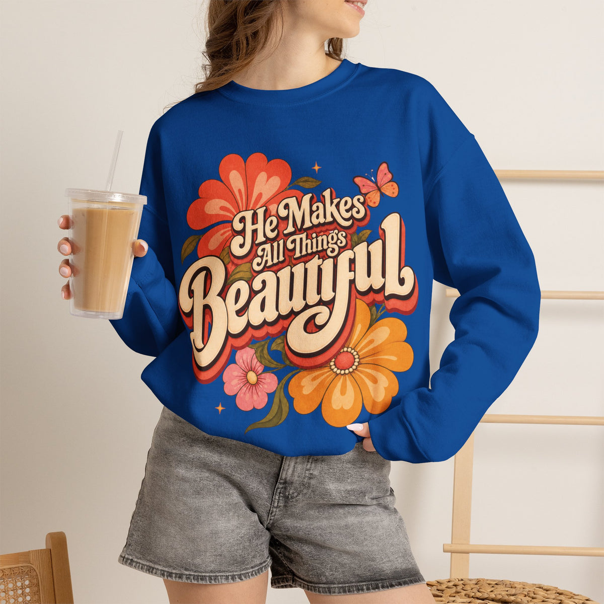 He Makes All Things Beautiful Sweatshirt | Christian Floral Crewneck