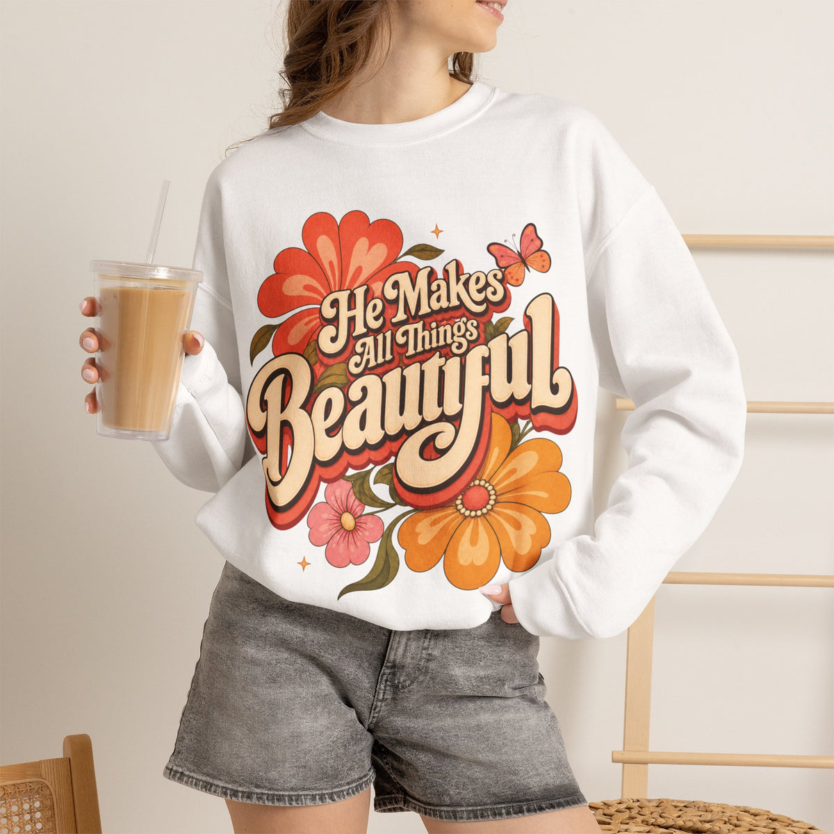 He Makes All Things Beautiful Sweatshirt | Christian Floral Crewneck