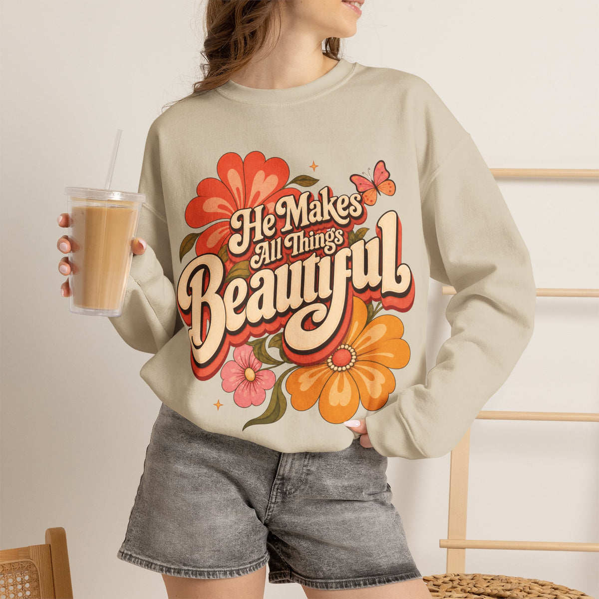 He Makes All Things Beautiful Sweatshirt | Christian Floral Crewneck